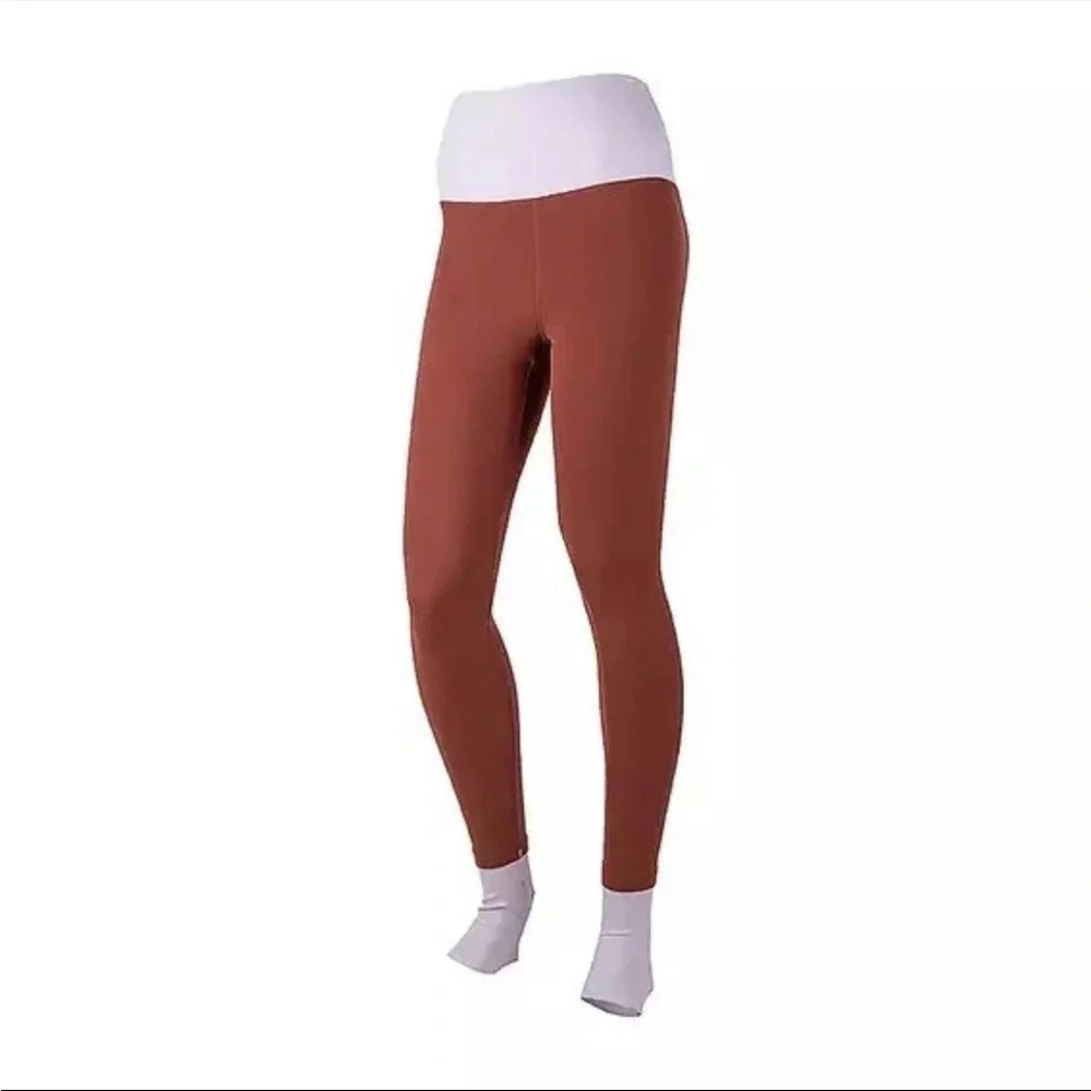 Nike Luxe High Waisted Color block brown lavender Yoga Pants Size XS NEW